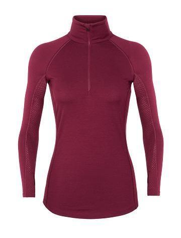 Women's Icebreaker BodyfitZone™ Merino 200 Zone Thermal Long Sleeve Half Zip Top Base Layers Cherry | CA 1081QMAZ